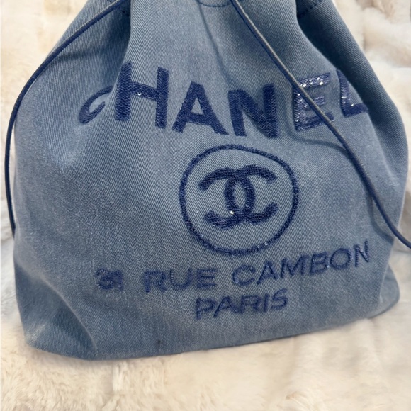 CHANEL Denim Sequin Drawstring Backpack - Picture 3 of 11